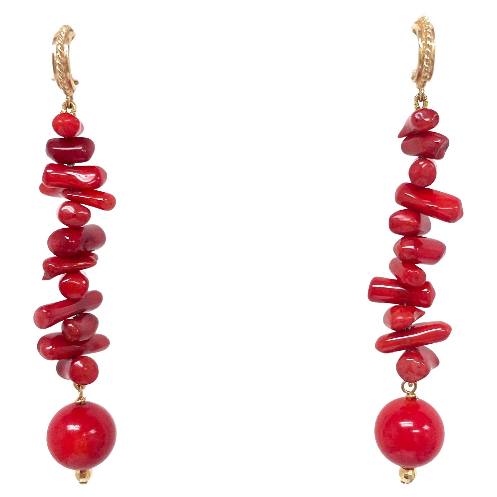 Artisan Red Branch Coral Paradizia Earrings For Sale