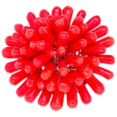 Red Branch Coral Sea Anemone Brooch