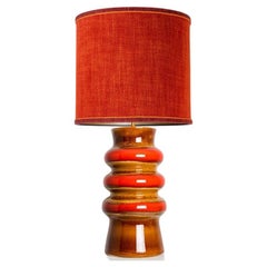 Red Braun Circles Table Lamp with New Custom Made Silk Lampshade, Germany, 1970