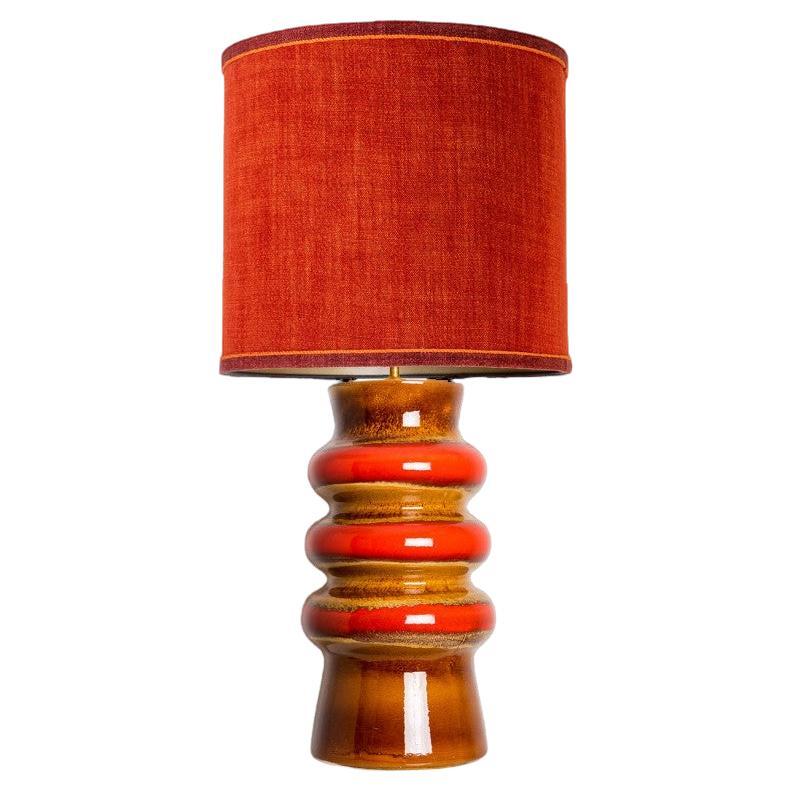 Red Braun Circles Table Lamp with New Custom Made Silk Lampshade, Germany, 1970