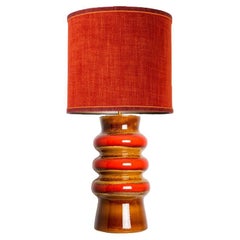 Retro Red Braun Circles Table Lamp with New Custom Made Silk Lampshade, Germany, 1970