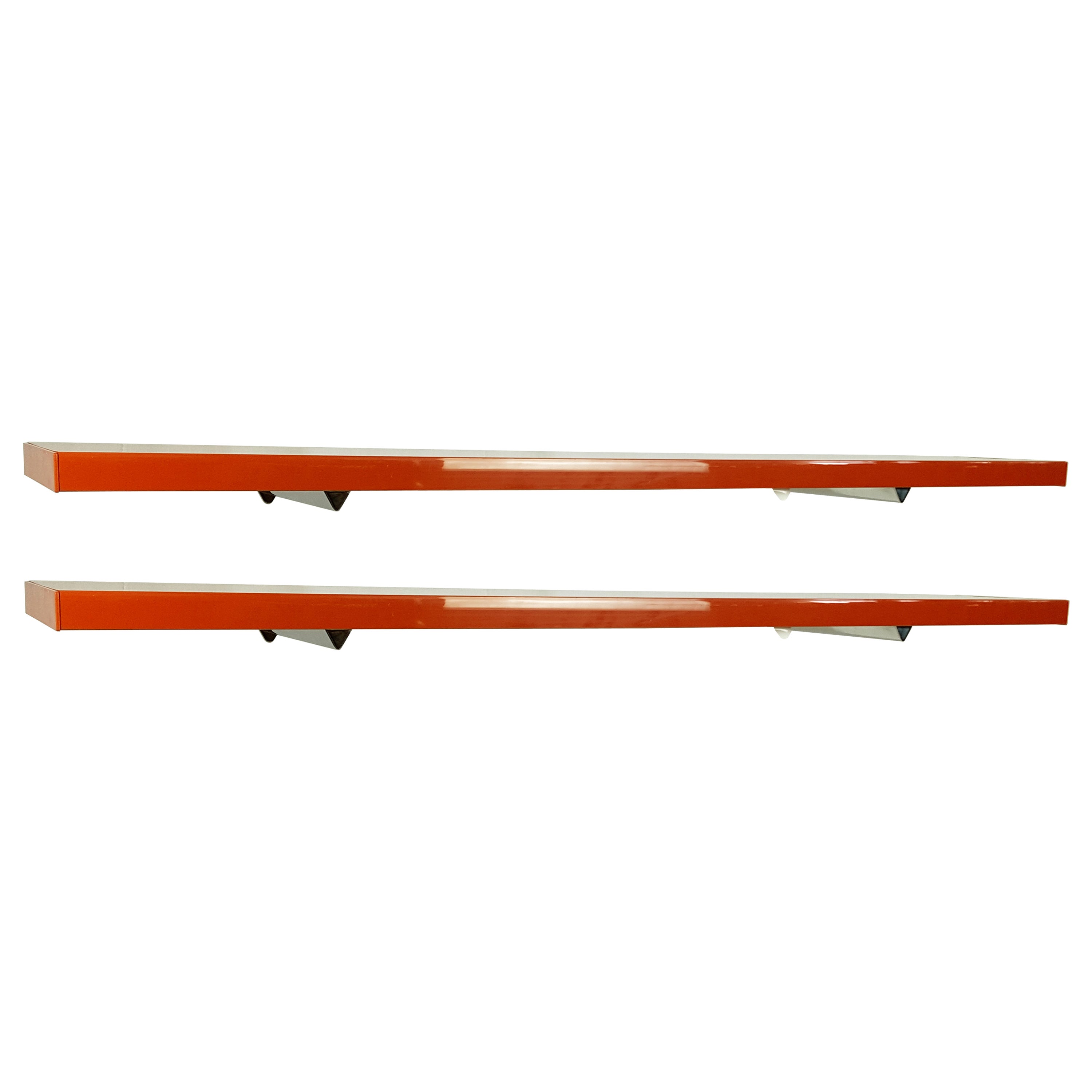 Red Brick Plastic and Chrome Plated Metal Shelves by Elco