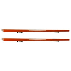 Red Brick Plastic and Chrome Plated Metal Shelves by Elco