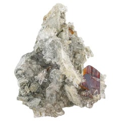 Cristal Focal Grueso de Brookita Roja Sobre Matriz de Cuarzo Procedente de Pakistán