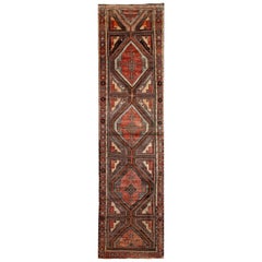 Red, Brown and Beige Handmade Wool Turkish Old Anatolian Konya Distressed Rug