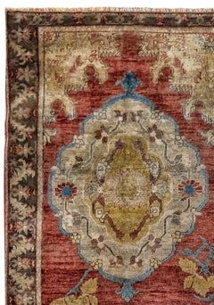 Red, Brown and Gold Handmade Wool Turkish Old Anatolian Konya Rug