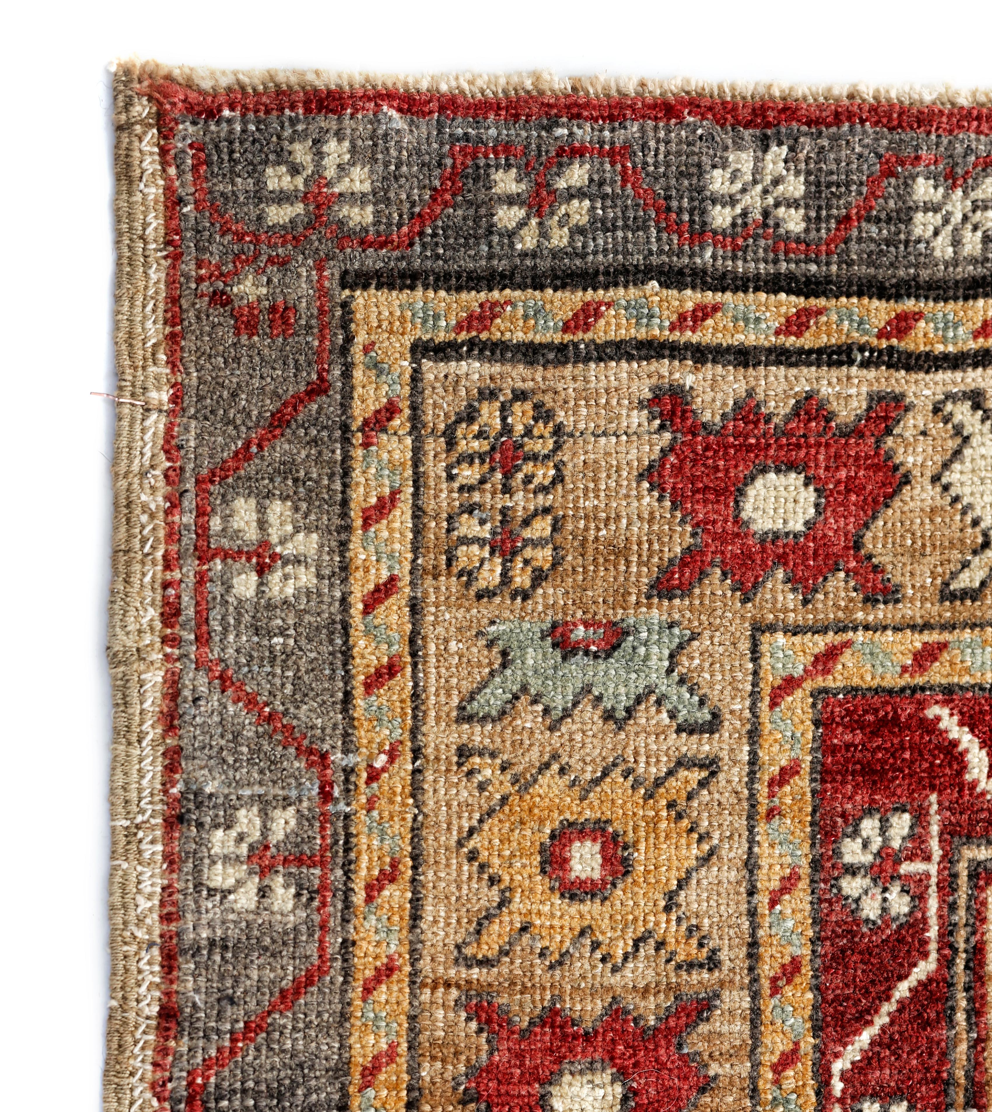 Oushak Red, Brown and Orange Handmade Wool Turkish Old Anatolian Konya Distressed Rug For Sale