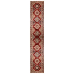 Red, Brown and Orange Handmade Wool Turkish Old Anatolian Konya Distressed Rug