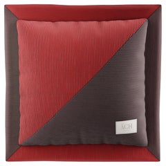 Red Brown Geometric Patchwork Throw Pillow, Modern Square Corduroy Cushion