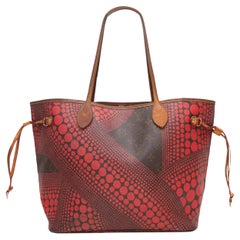 Red & Brown Louis Vuitton Yayoi Kusama Waves Neverfull Bag