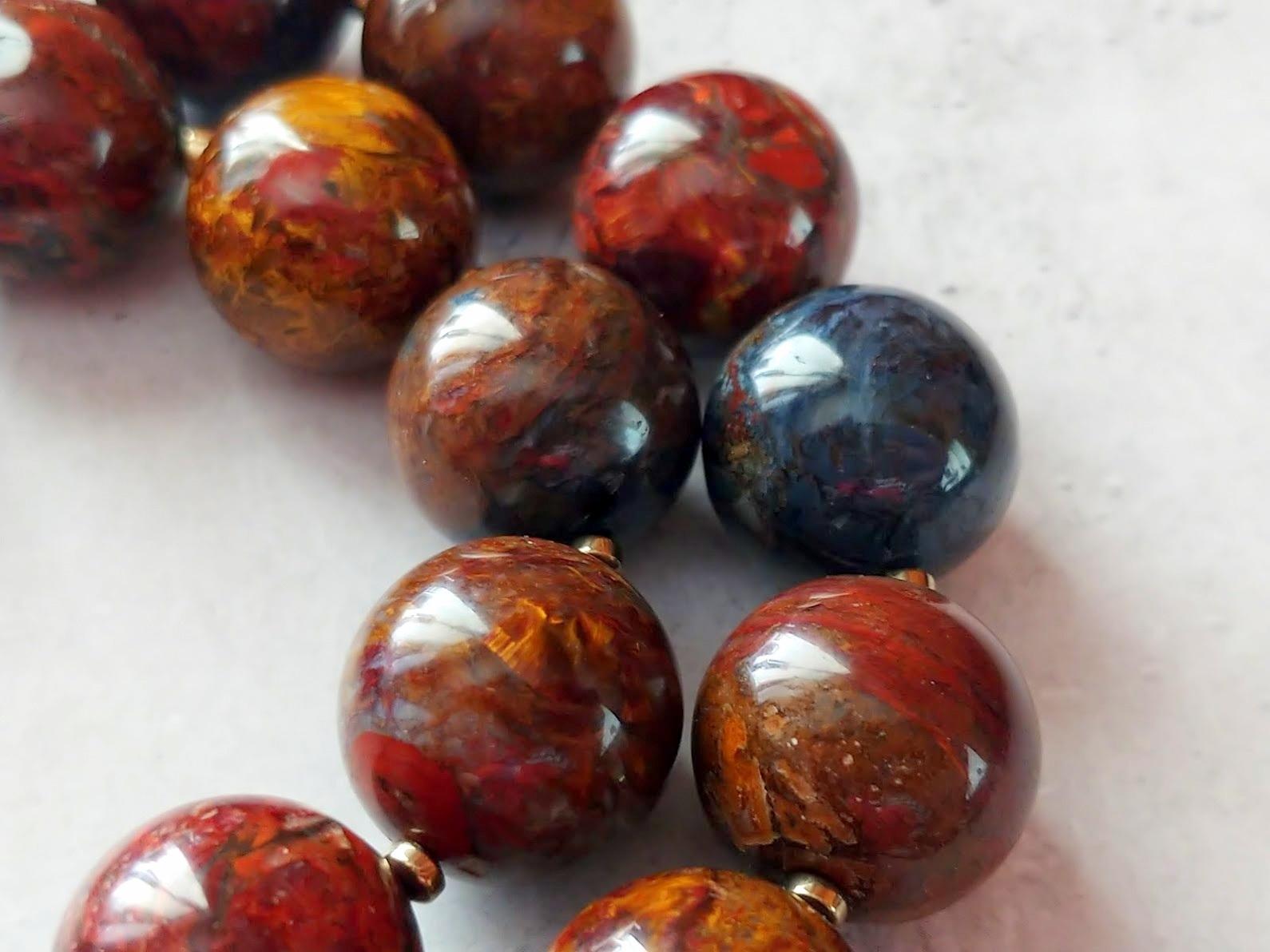 Bead Red Brown Pietersite Necklace