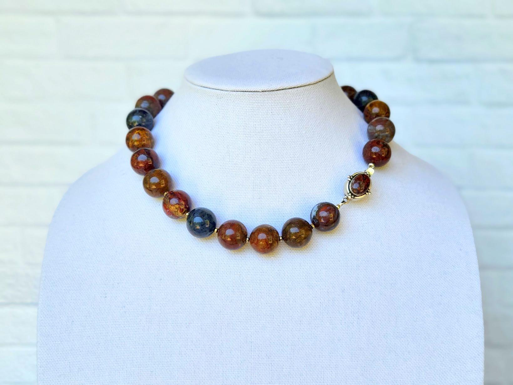 Women's Red Brown Pietersite Necklace