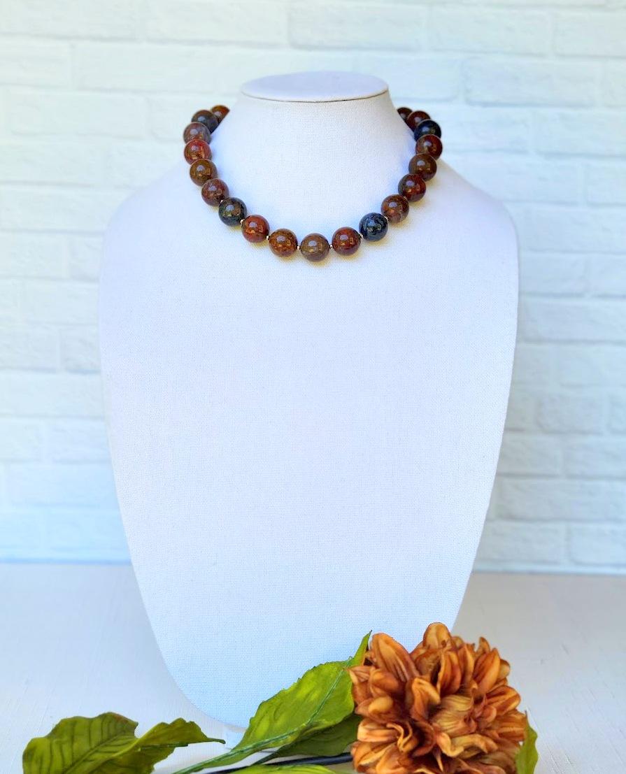 Red Brown Pietersite Necklace 1