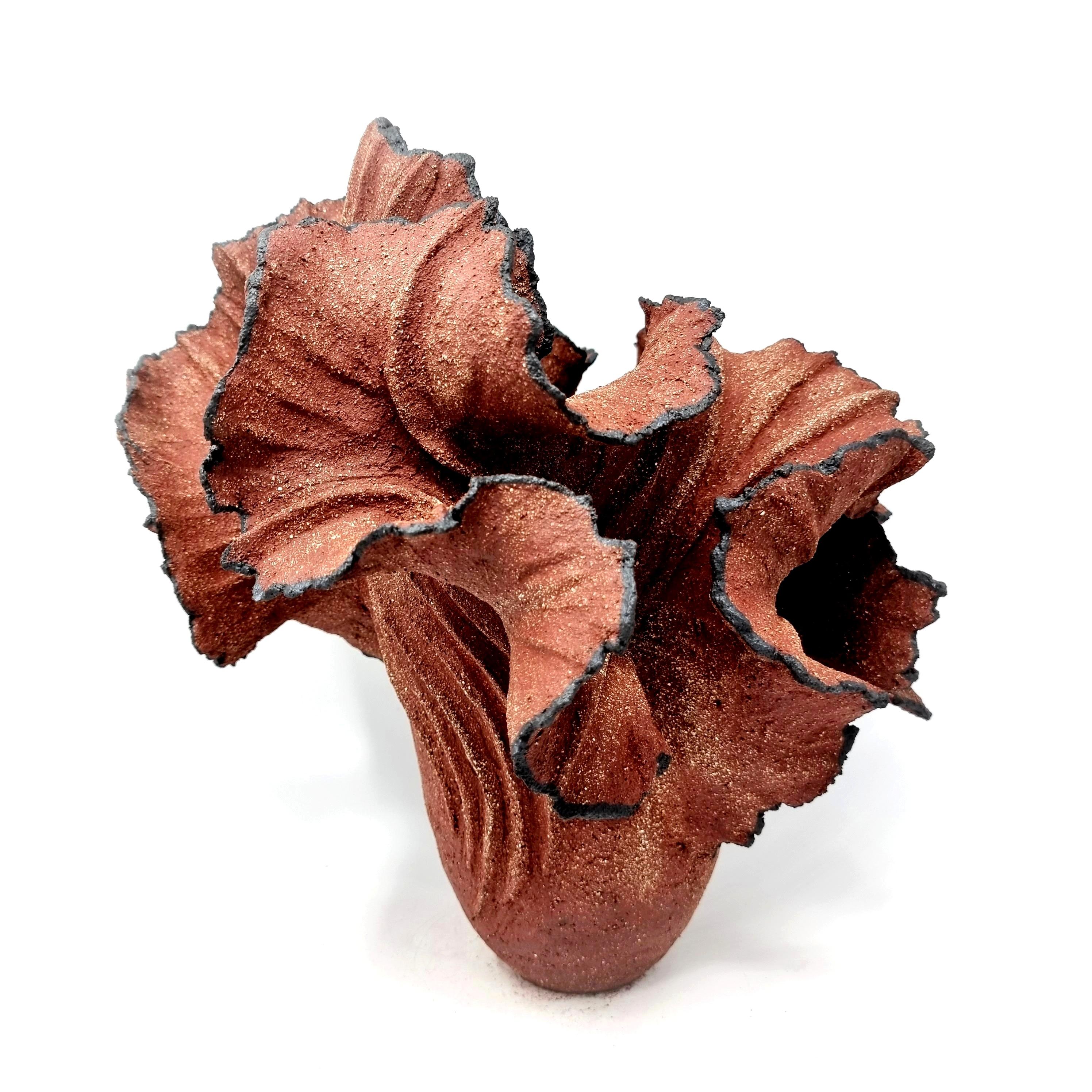 Hand-Crafted Red/Brown Wave Sculpture // 188