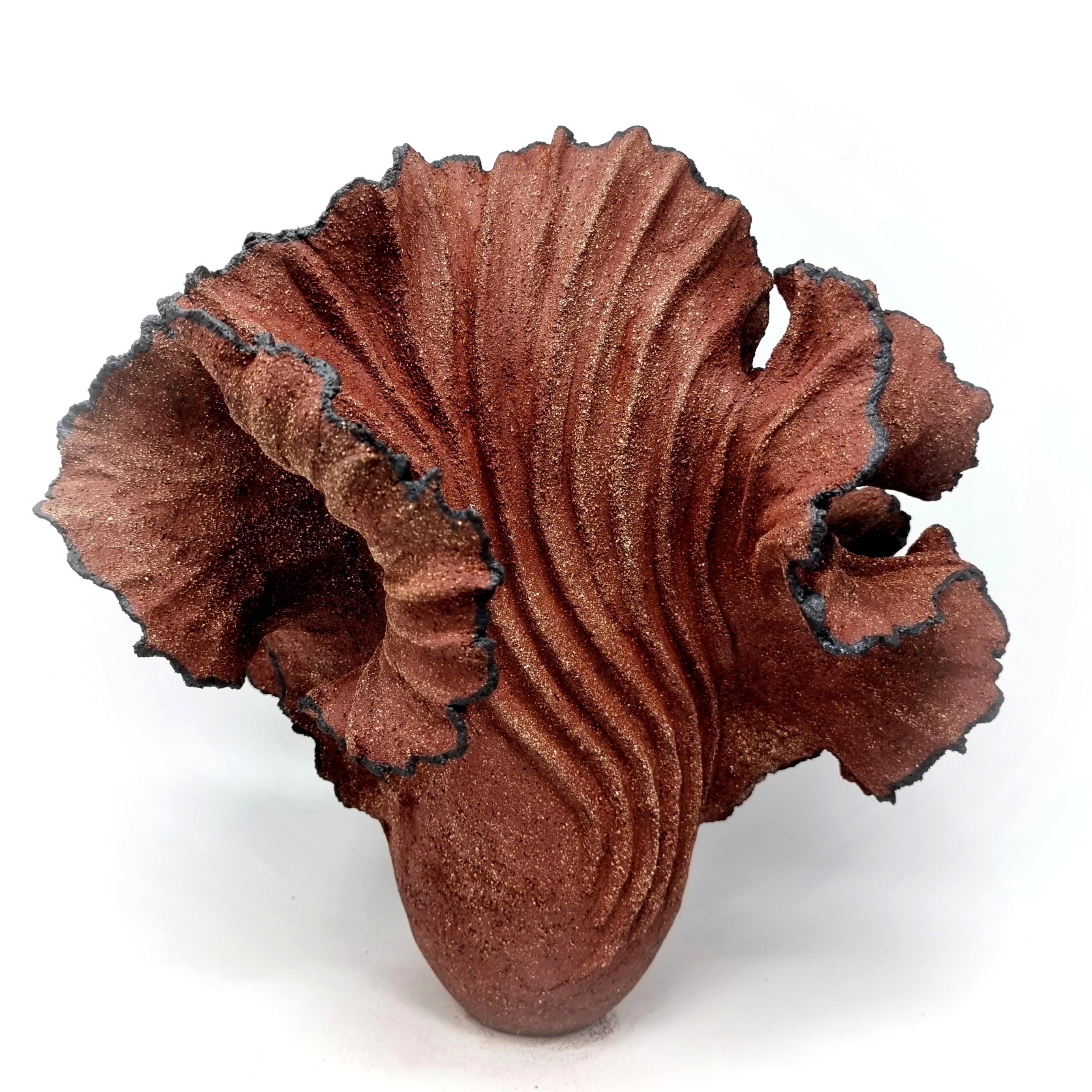 Contemporary Red/Brown Wave Sculpture // 188