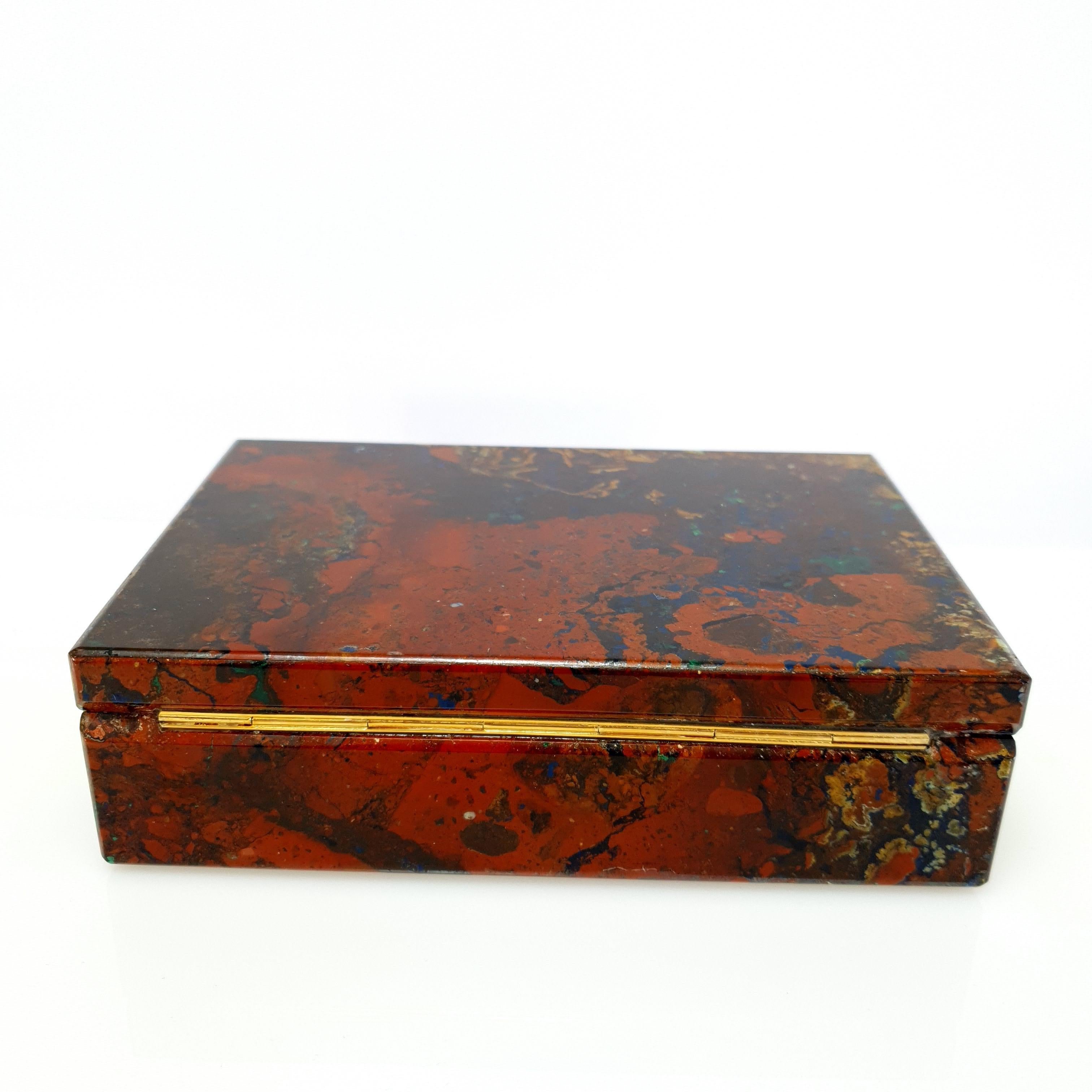 Femenino o masculino Zarinita Marrón Roja Interiorismo Joyero Caja de Piedras Preciosas con Mármol Negro en venta