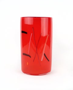 Red Bruce Pizzichillo and Dari Gordon Art Glass Vase
