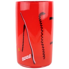 Red Bruce Pizzichillo and Dari Gordon Art Glass Vase