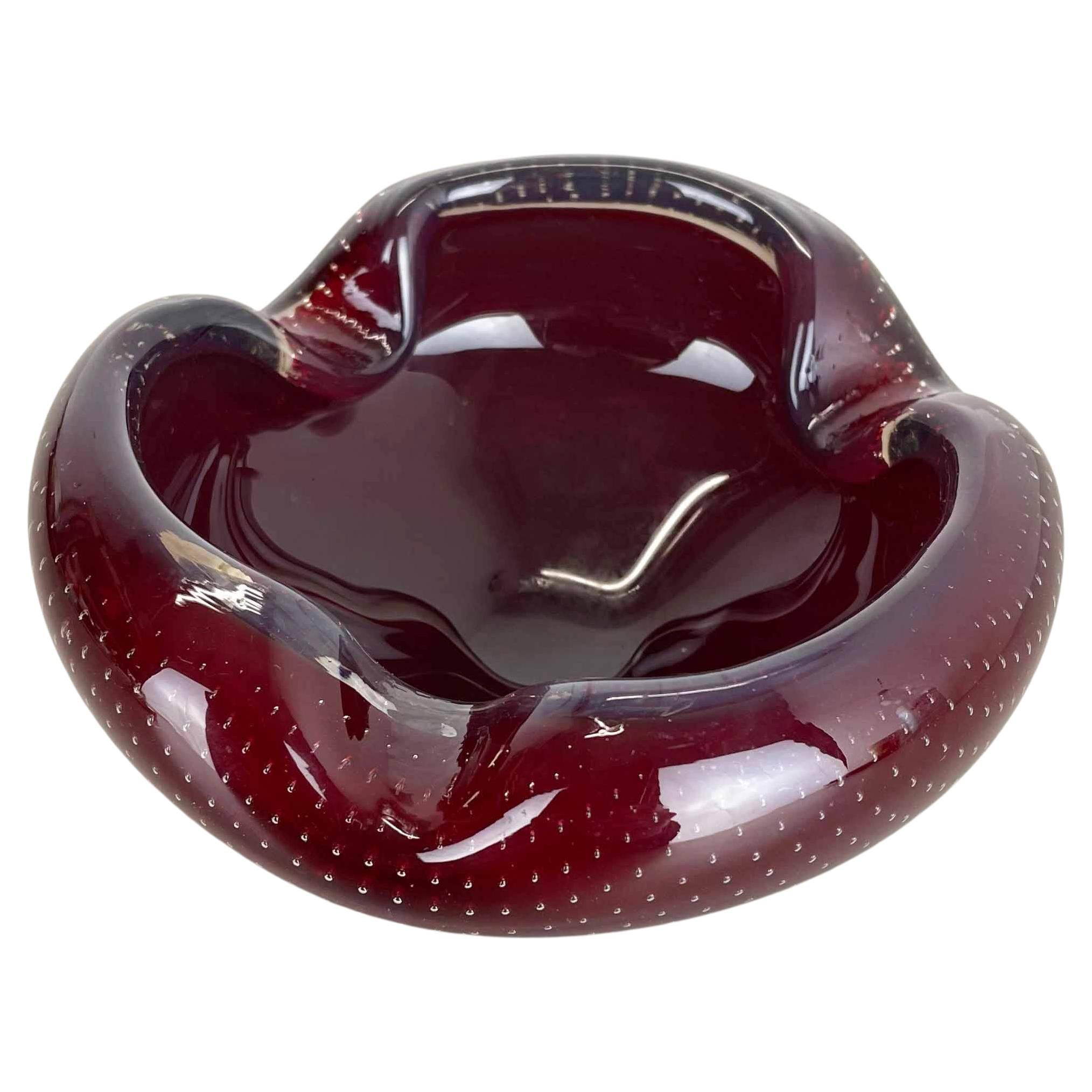 Red Bubble Murano Glass Bowl Shells Ashtray Element by Venini, Italy, 1970s No 2 For Sale