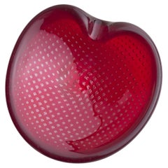 Posacenere in vetro di Murano rosso Bullicante di Archimede Seguso, anni '60