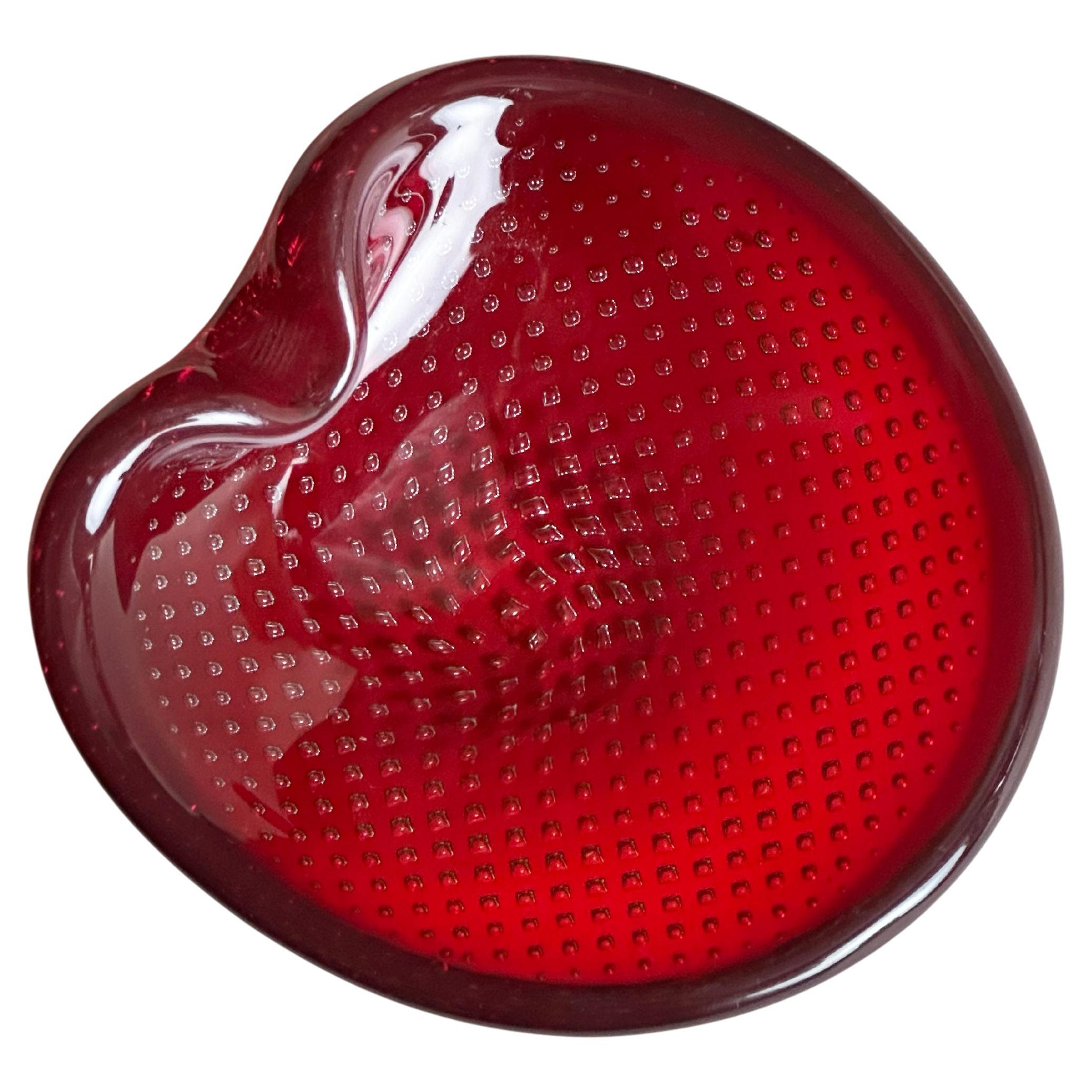 Red Murano Glass Bullicante Bowl by Archimede Seguso, 1960s For Sale