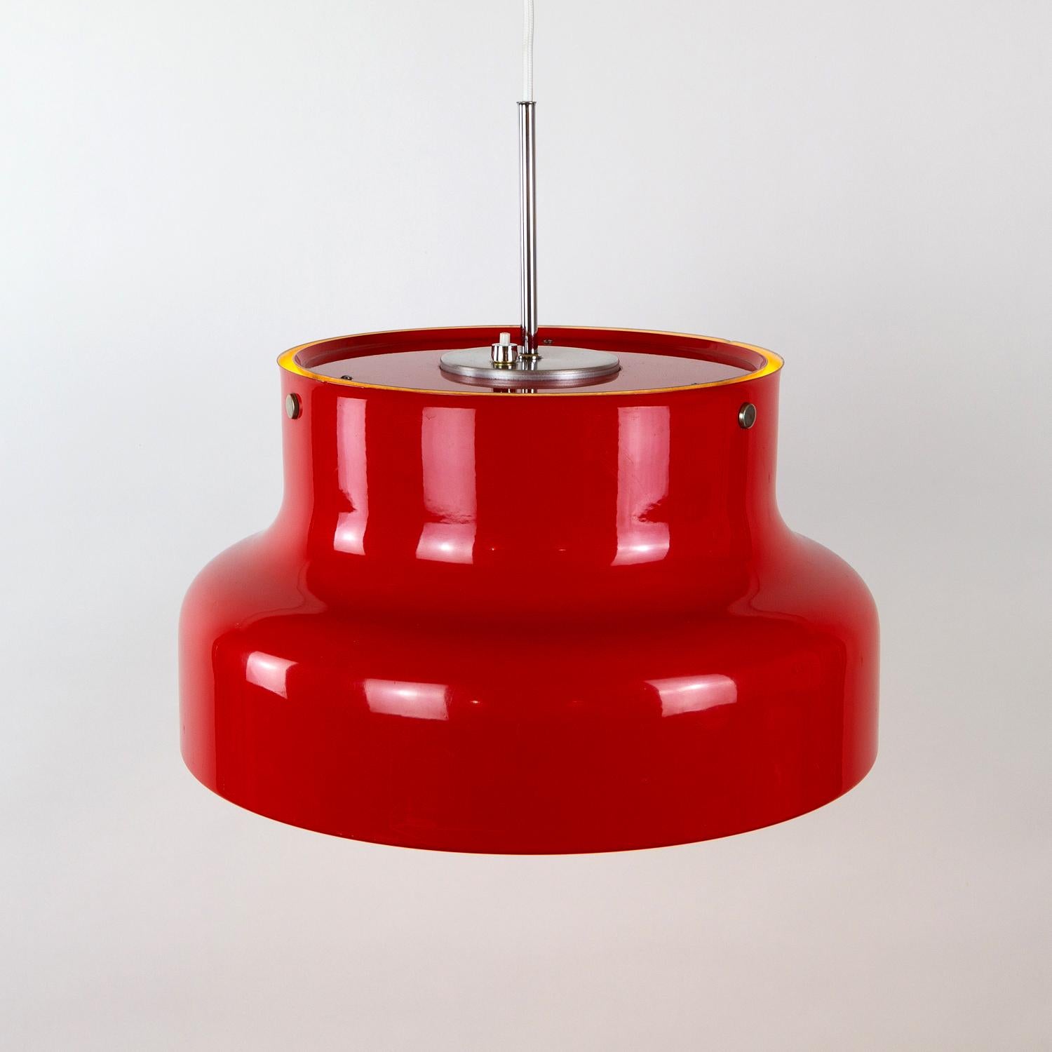 Mid-Century Modern Red Bumling Pendant by Anders Pehrson for Ateljé Lyktan, Sweden, 1960s For Sale