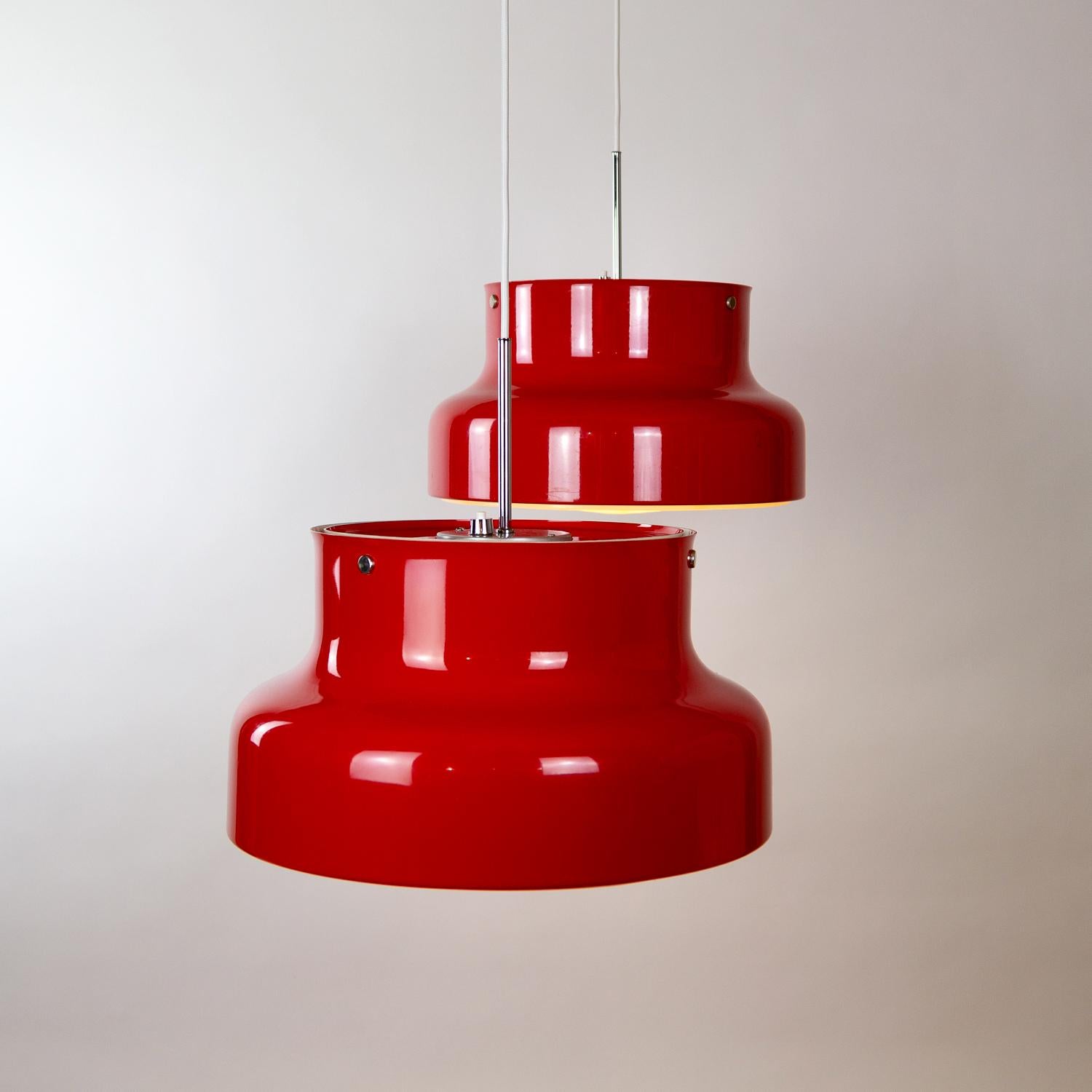 Metal Red Bumling Pendant by Anders Pehrson for Ateljé Lyktan, Sweden, 1960s For Sale