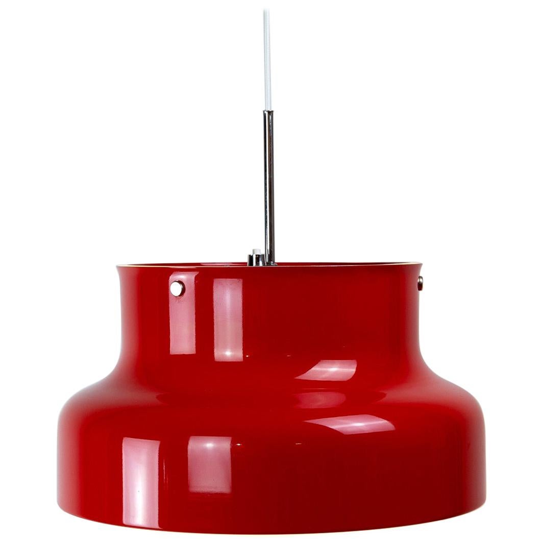 Red Bumling Pendant by Anders Pehrson for Ateljé Lyktan, Sweden, 1960s For Sale