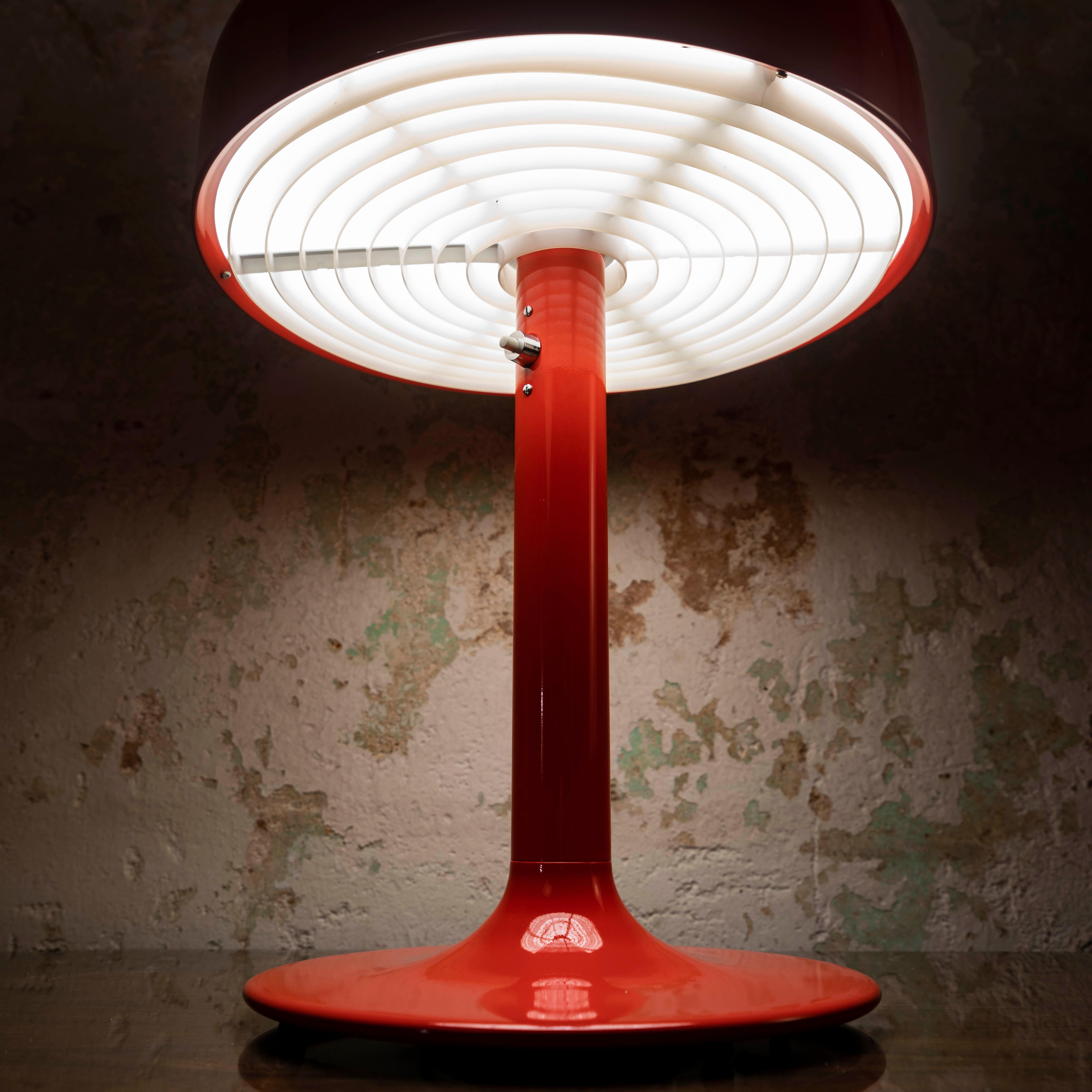 Lacquered RED Bumling Table Lamp by Anders Pehrson for Ateljé Lyktan, 1970s