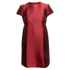 Rotes Burberry Satin-Kleid mit kurzen Ärmeln Größe US 4