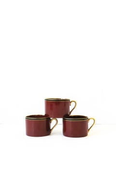 Porcelain Red Burgundy Coffee Tea Cups, 1967