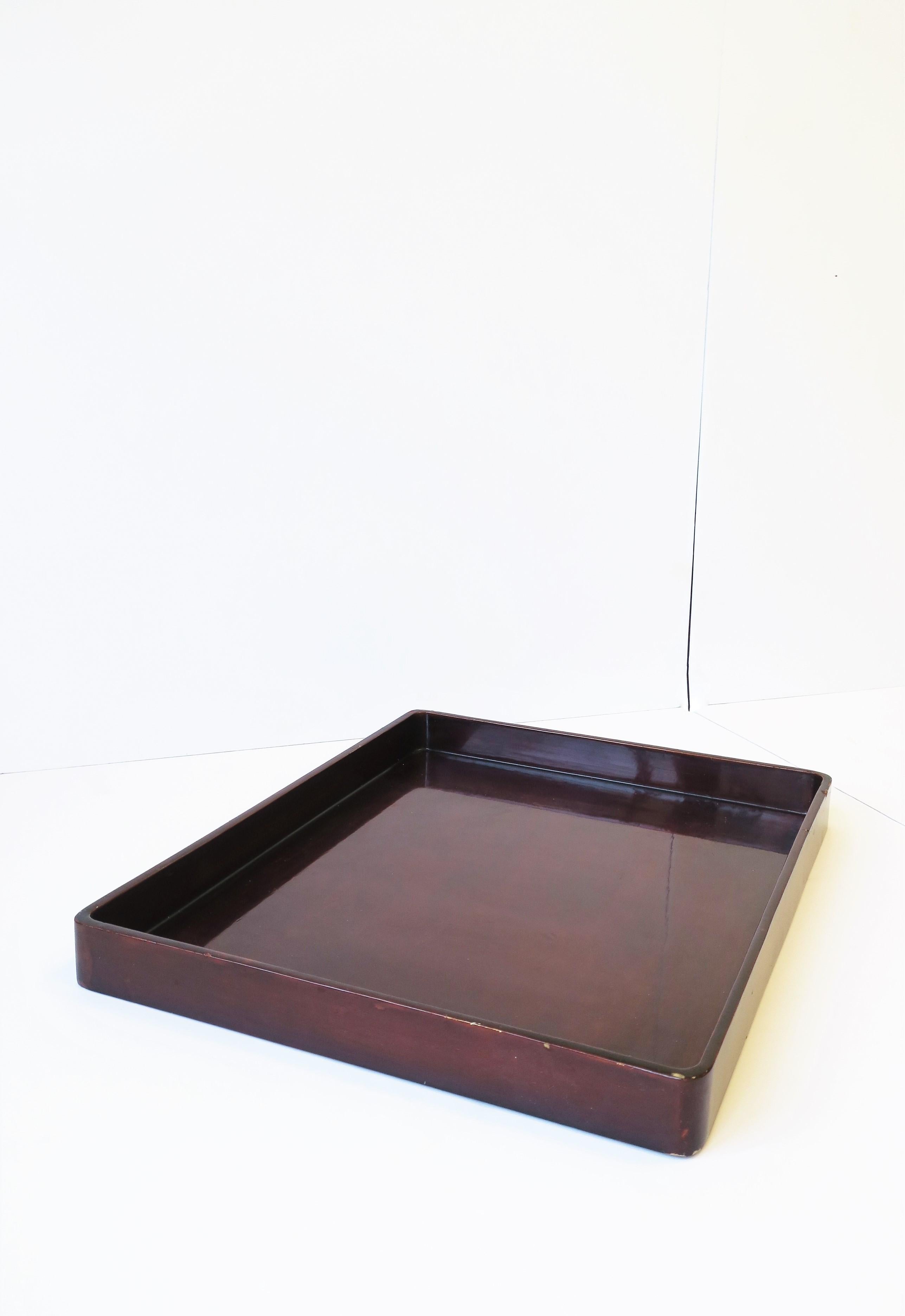 Red Burgundy Lacquer Serving Tray by Designer Rae Kasian, Large 3
