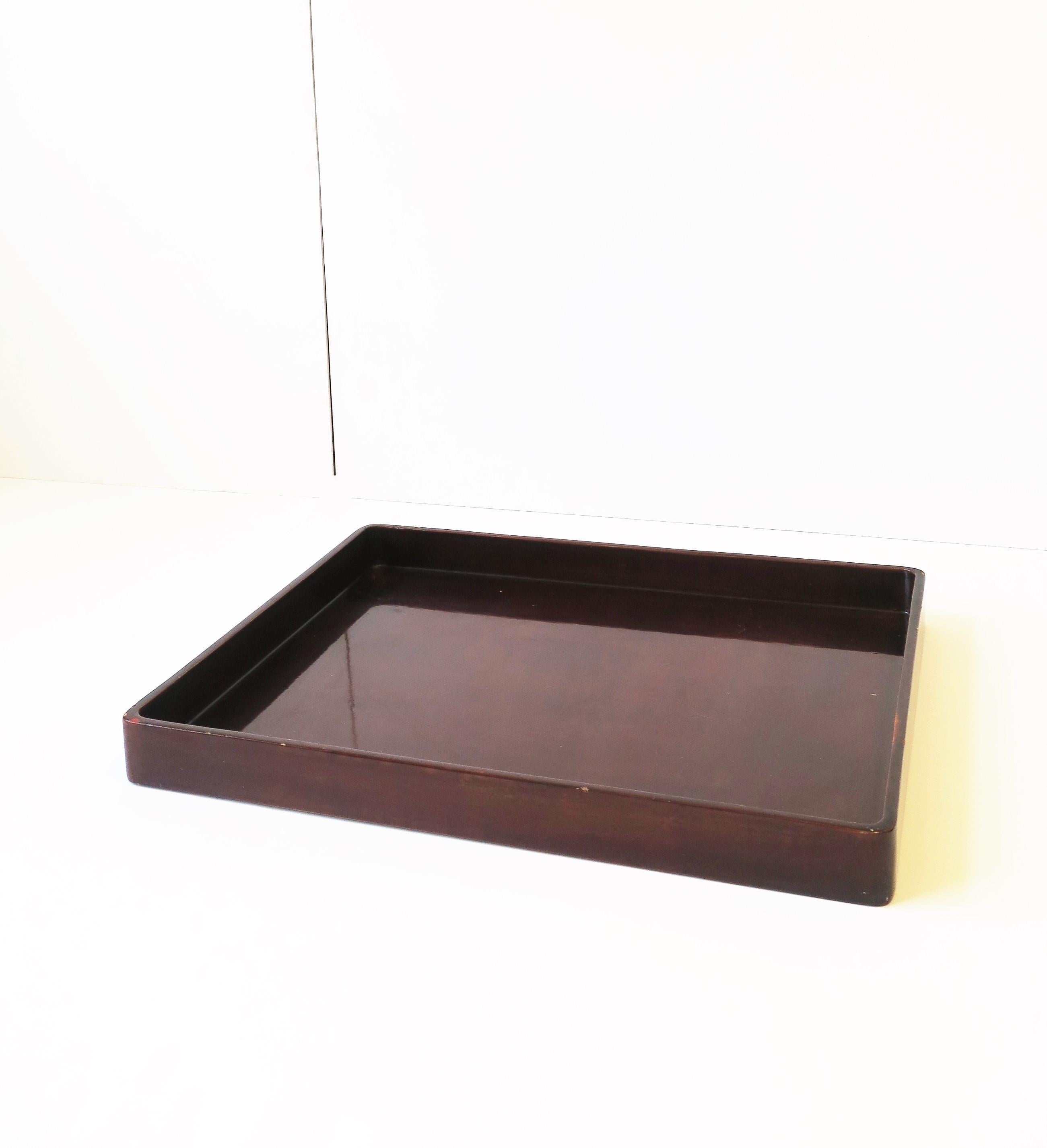 Modern Red Burgundy Lacquer Serving Tray by Designer Rae Kasian, Large