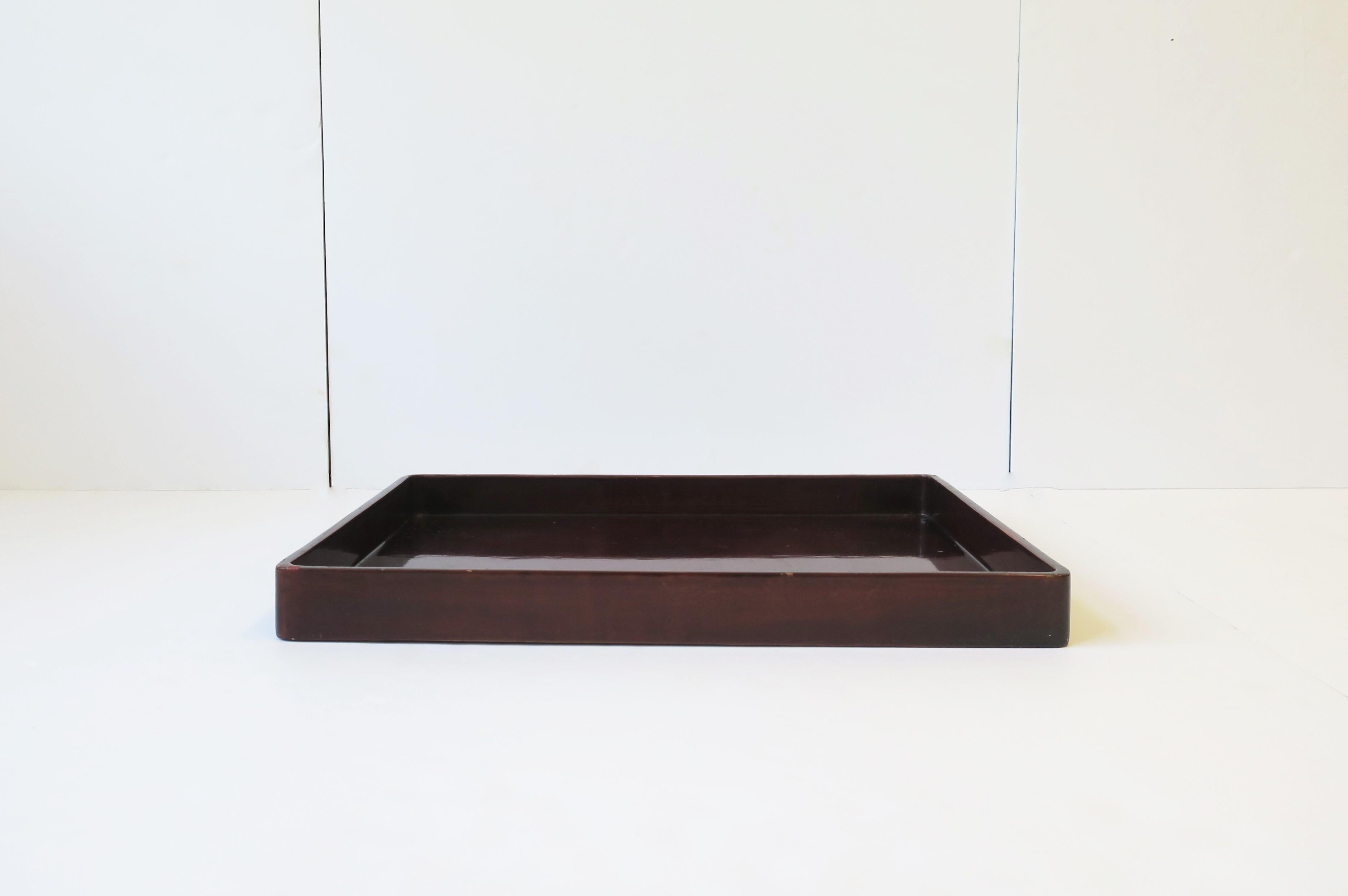 Red Burgundy Lacquer Serving Tray by Designer Rae Kasian, Large In Good Condition In New York, NY