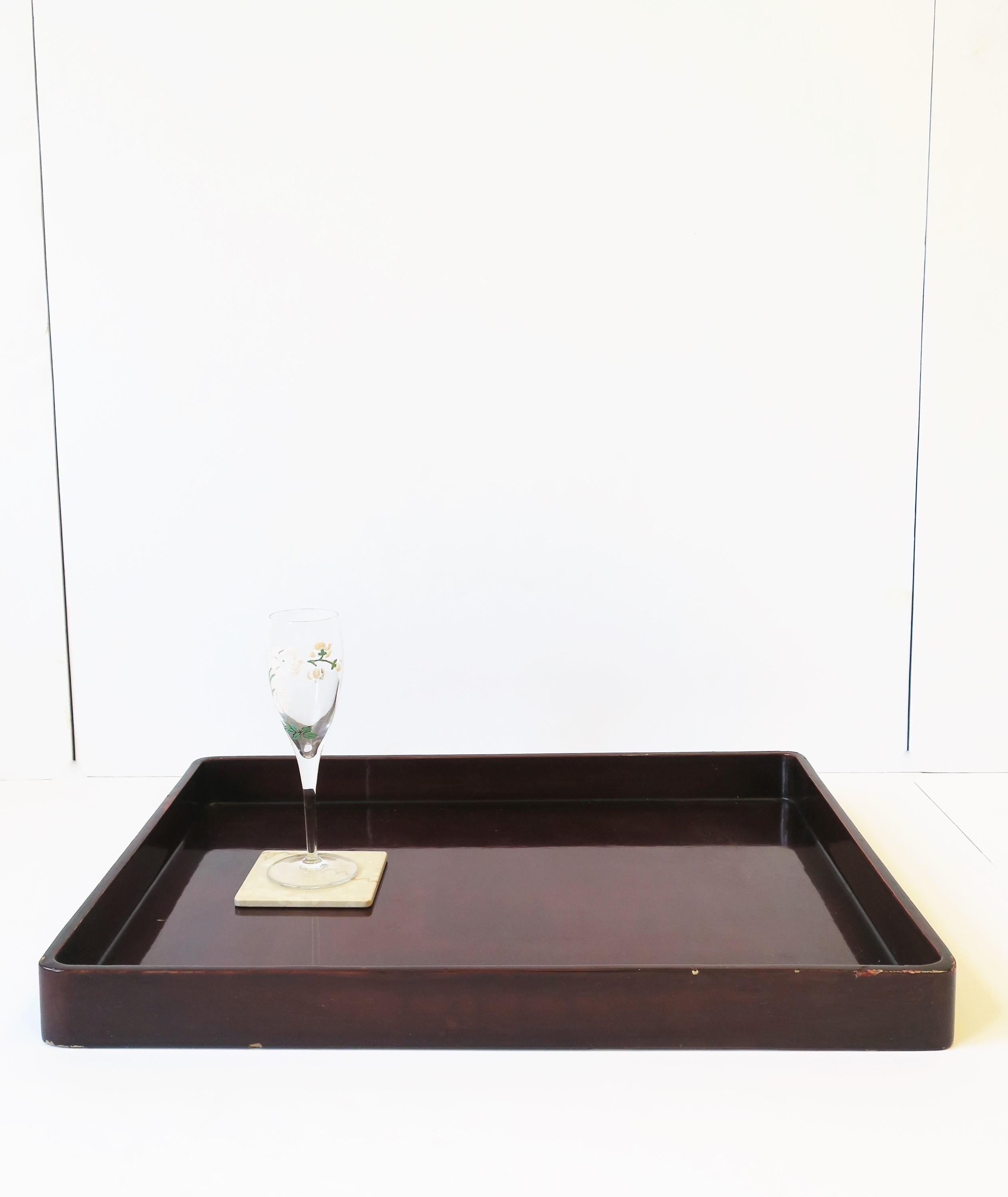 20th Century Red Burgundy Lacquer Serving Tray by Designer Rae Kasian, Large