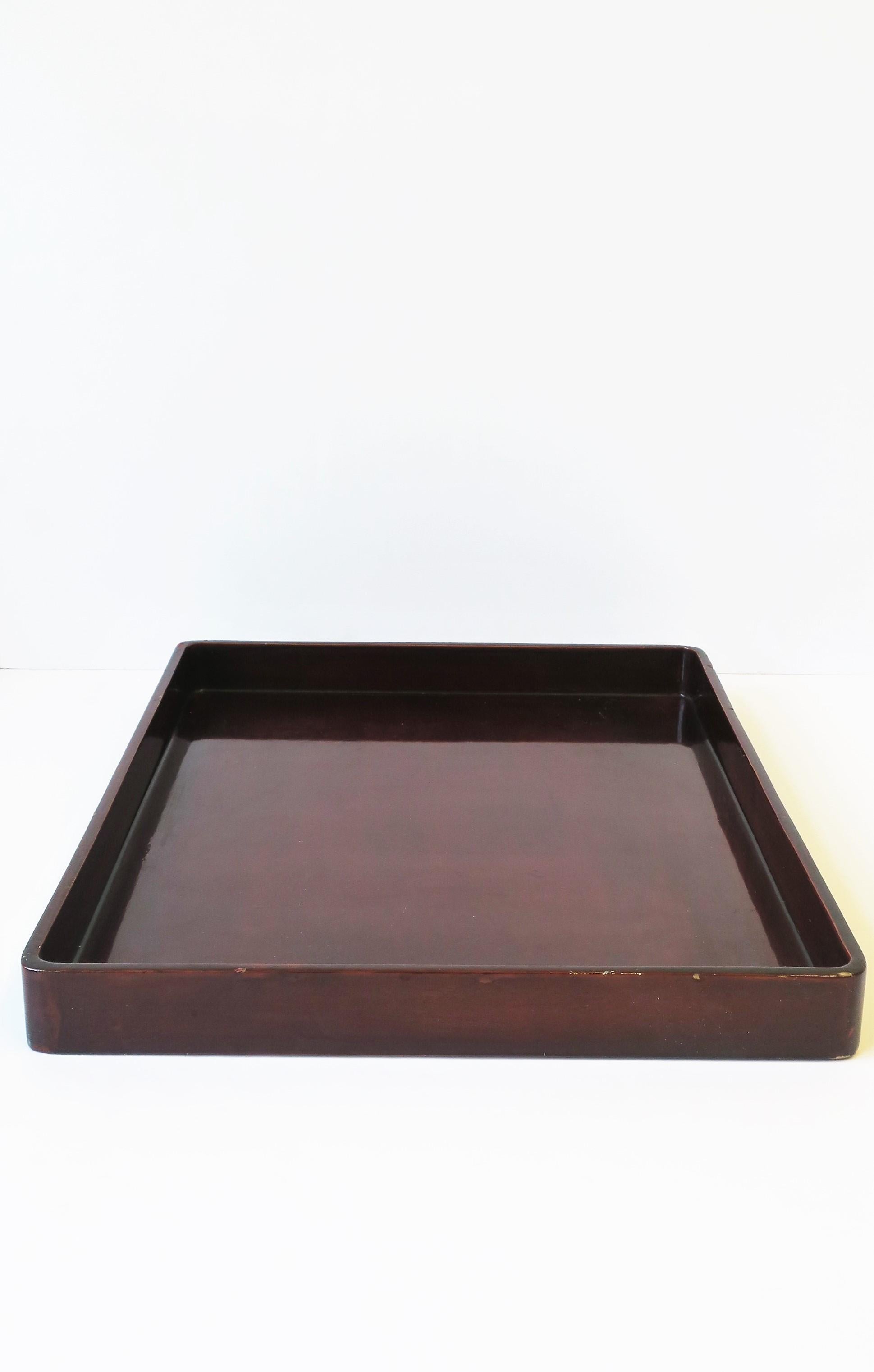 Red Burgundy Lacquer Serving Tray by Designer Rae Kasian, Large 2