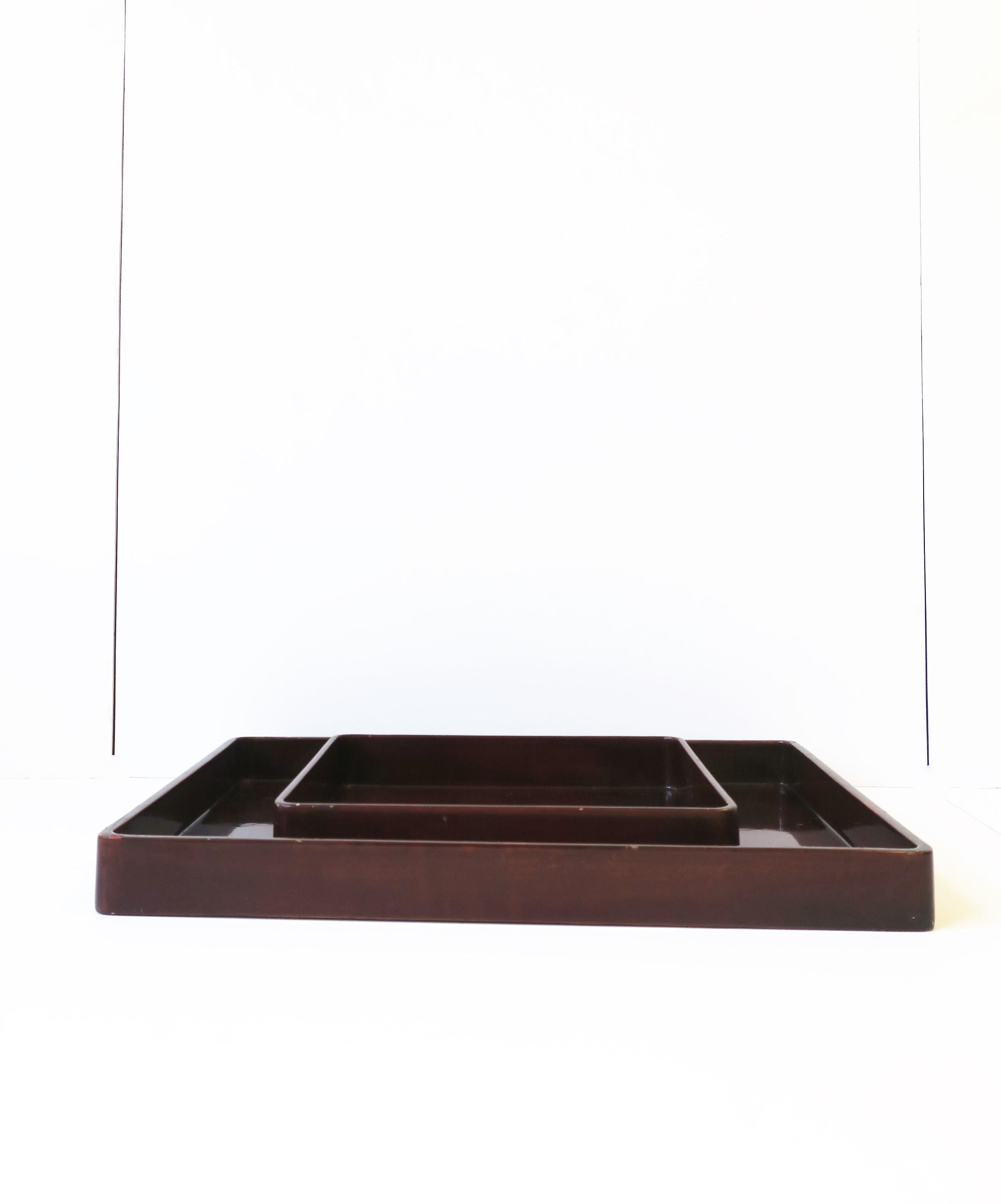 Red Burgundy Lacquer Serving Tray by Designer Rae Kasian, Square 3