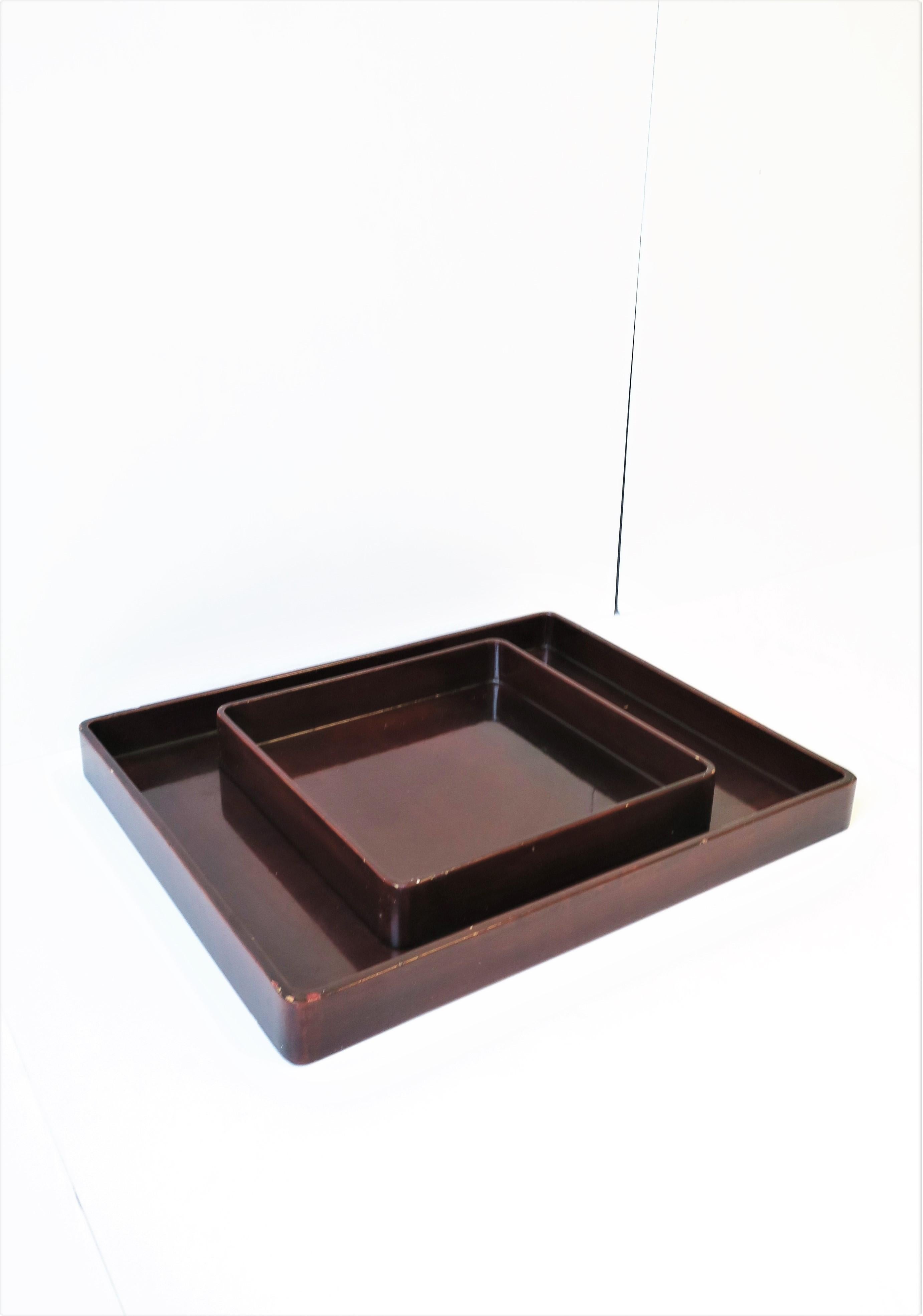 Red Burgundy Lacquer Serving Tray by Designer Rae Kasian, Square 4