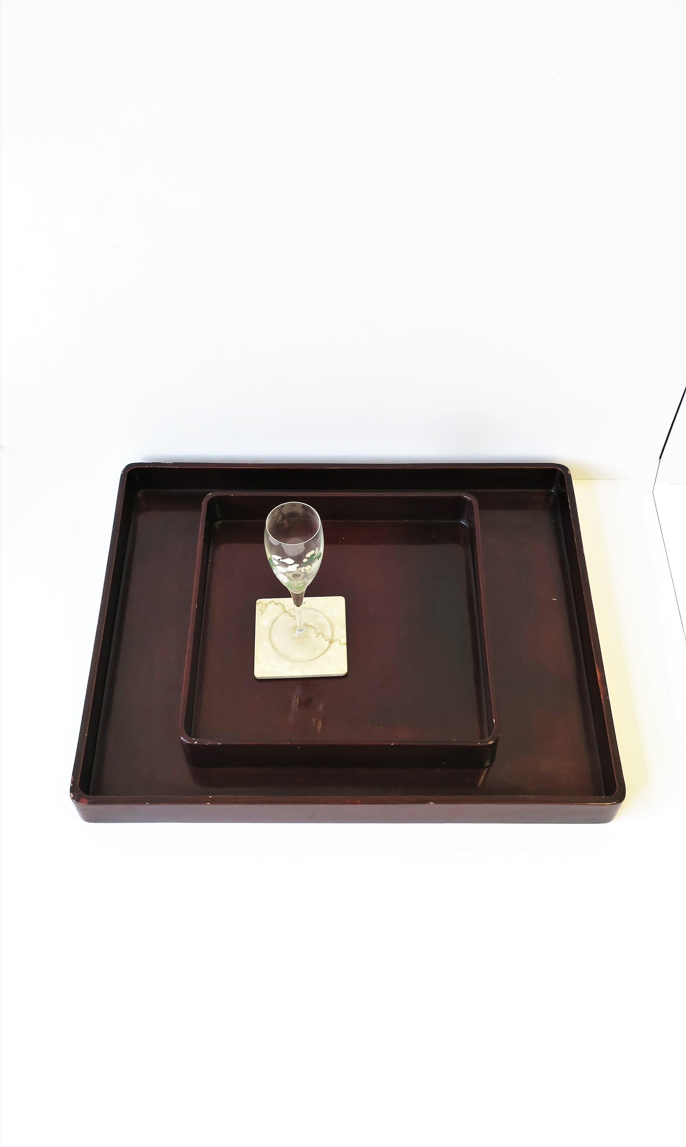 Red Burgundy Lacquer Serving Tray by Designer Rae Kasian, Square 6