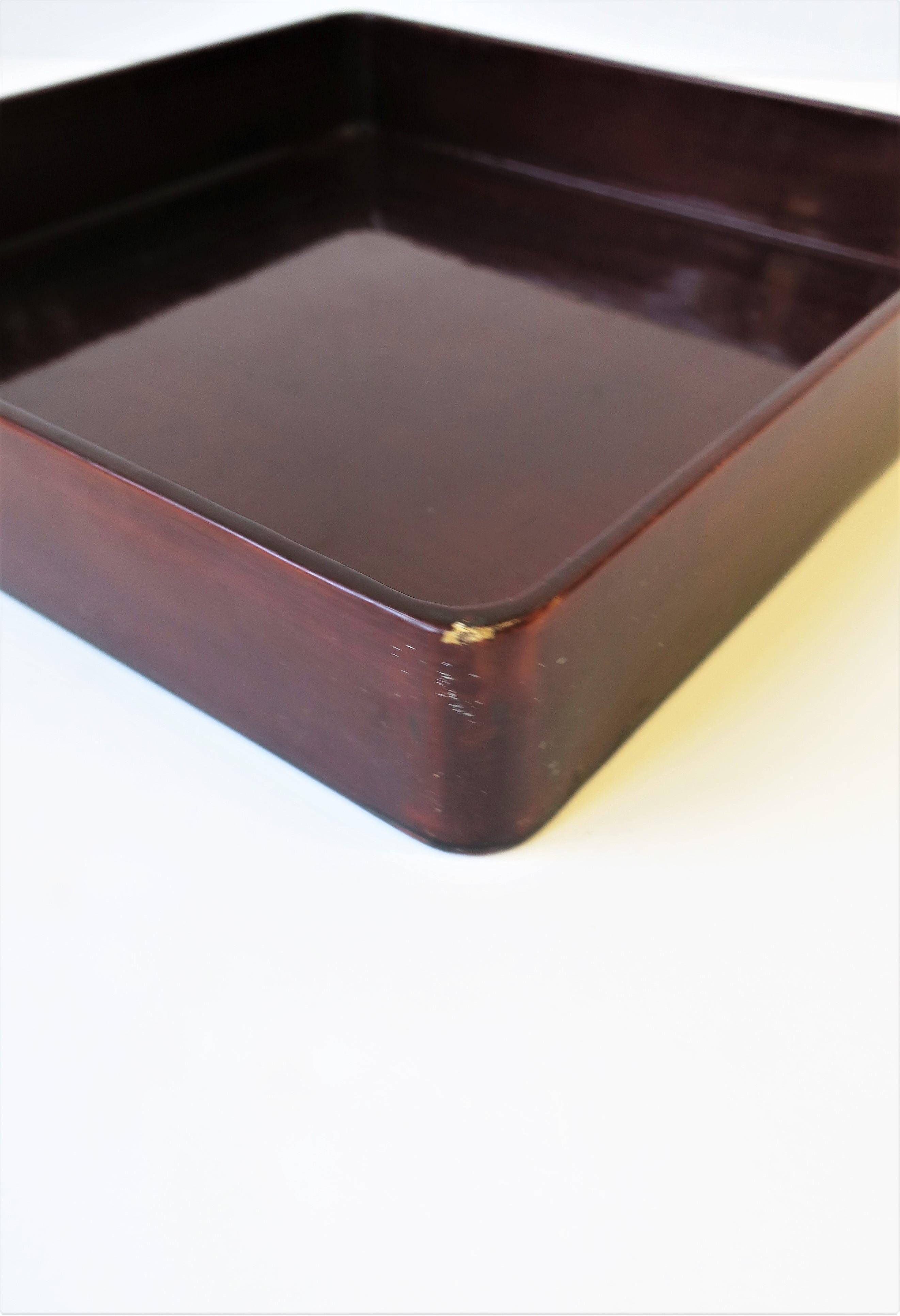 Red Burgundy Lacquer Serving Tray by Designer Rae Kasian, Square 9