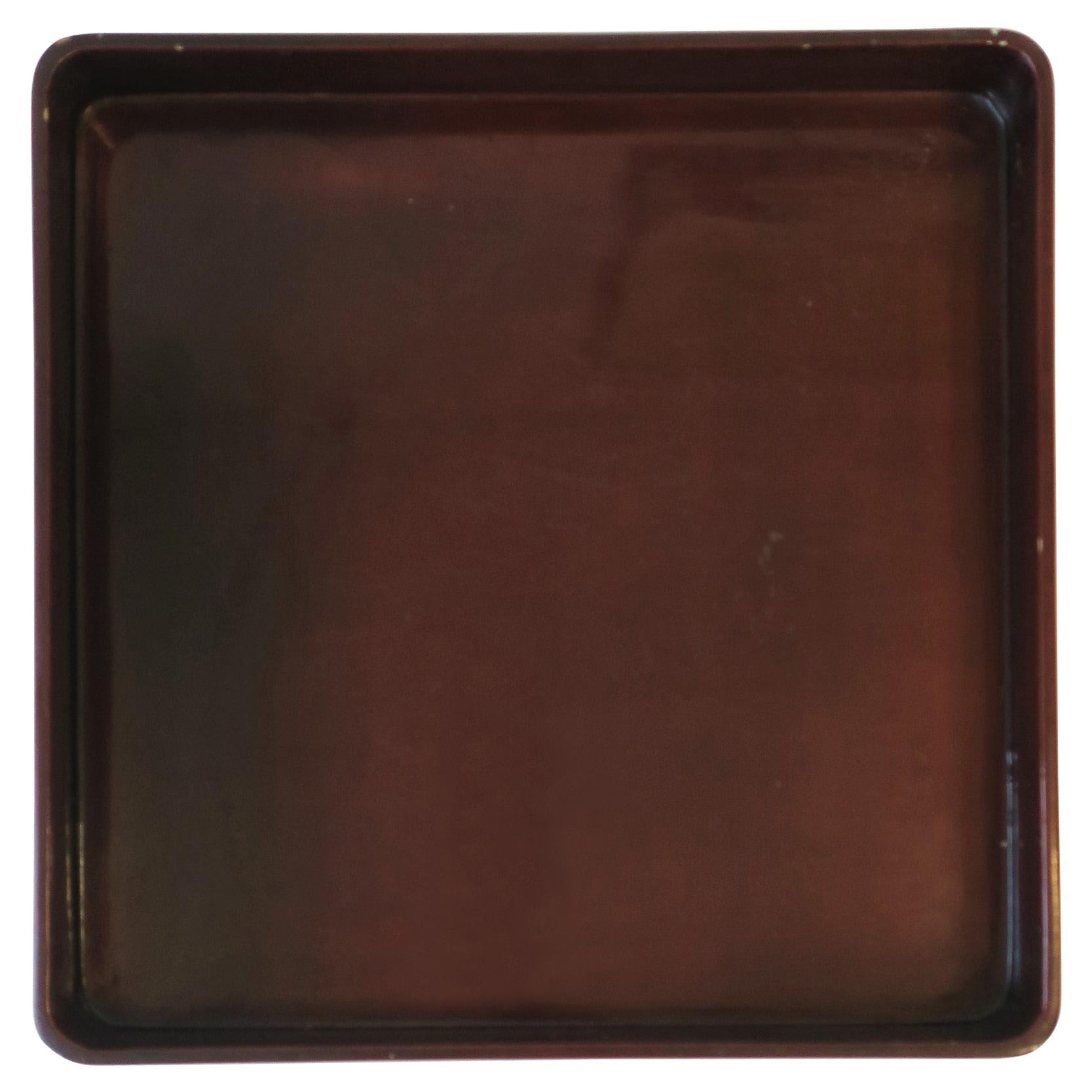Red Burgundy Lacquer Serving Tray by Designer Rae Kasian, Square