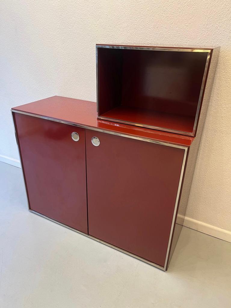 Modulares Regal / Wandschrank in Rot, Burgunderrot, lackiert, von Willy Rizzo, Italien, ca. 1970er Jahre im Angebot 3
