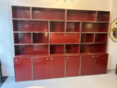 Red Burgundy Lacquered Modular Shelf / Wall Unit by Willy Rizzo, Italy ca. 1970s