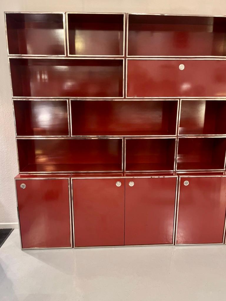 Modulares Regal / Wandschrank in Rot, Burgunderrot, lackiert, von Willy Rizzo, Italien, ca. 1970er Jahre im Angebot 2