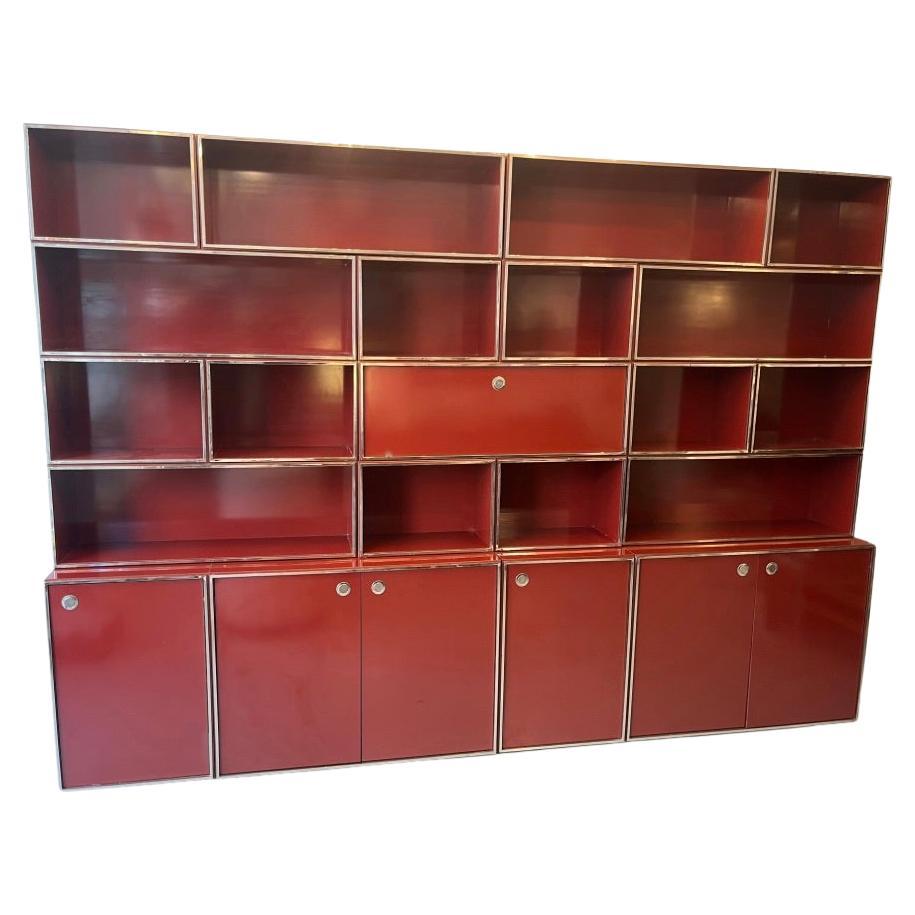 Modulares Regal / Wandschrank in Rot, Burgunderrot, lackiert, von Willy Rizzo, Italien, ca. 1970er Jahre im Angebot