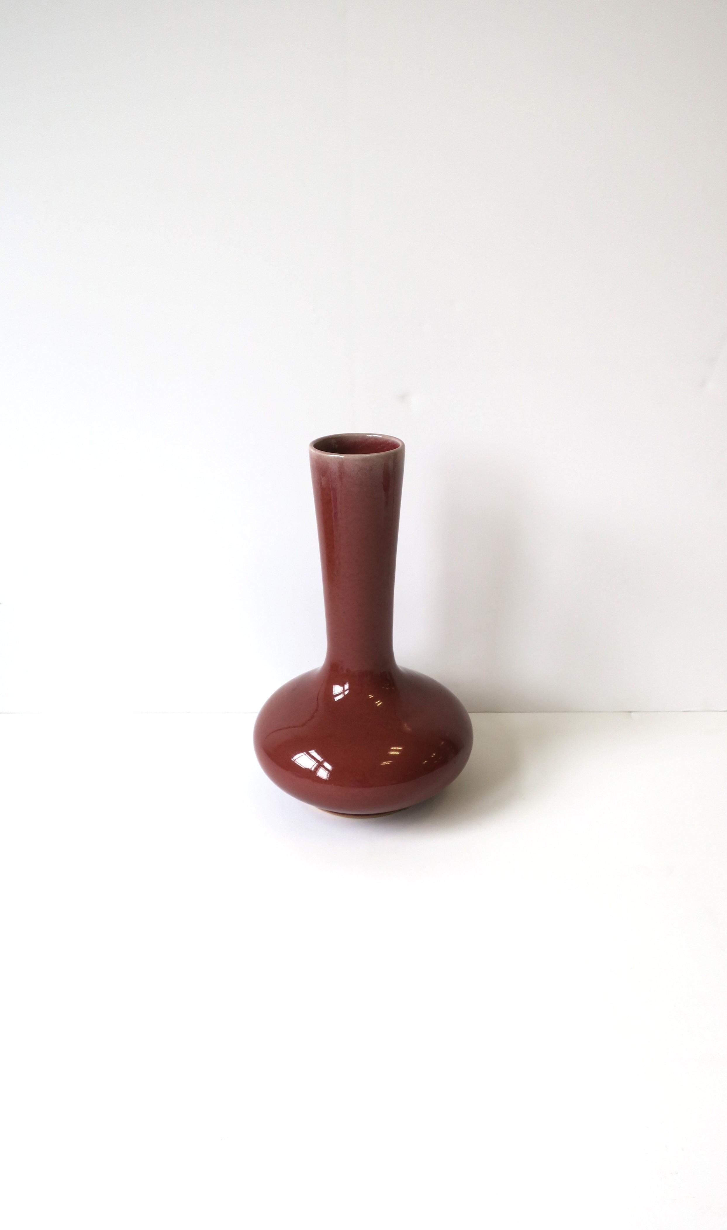 Thai Red Burgundy Pottery Vase by Maitland-Smith