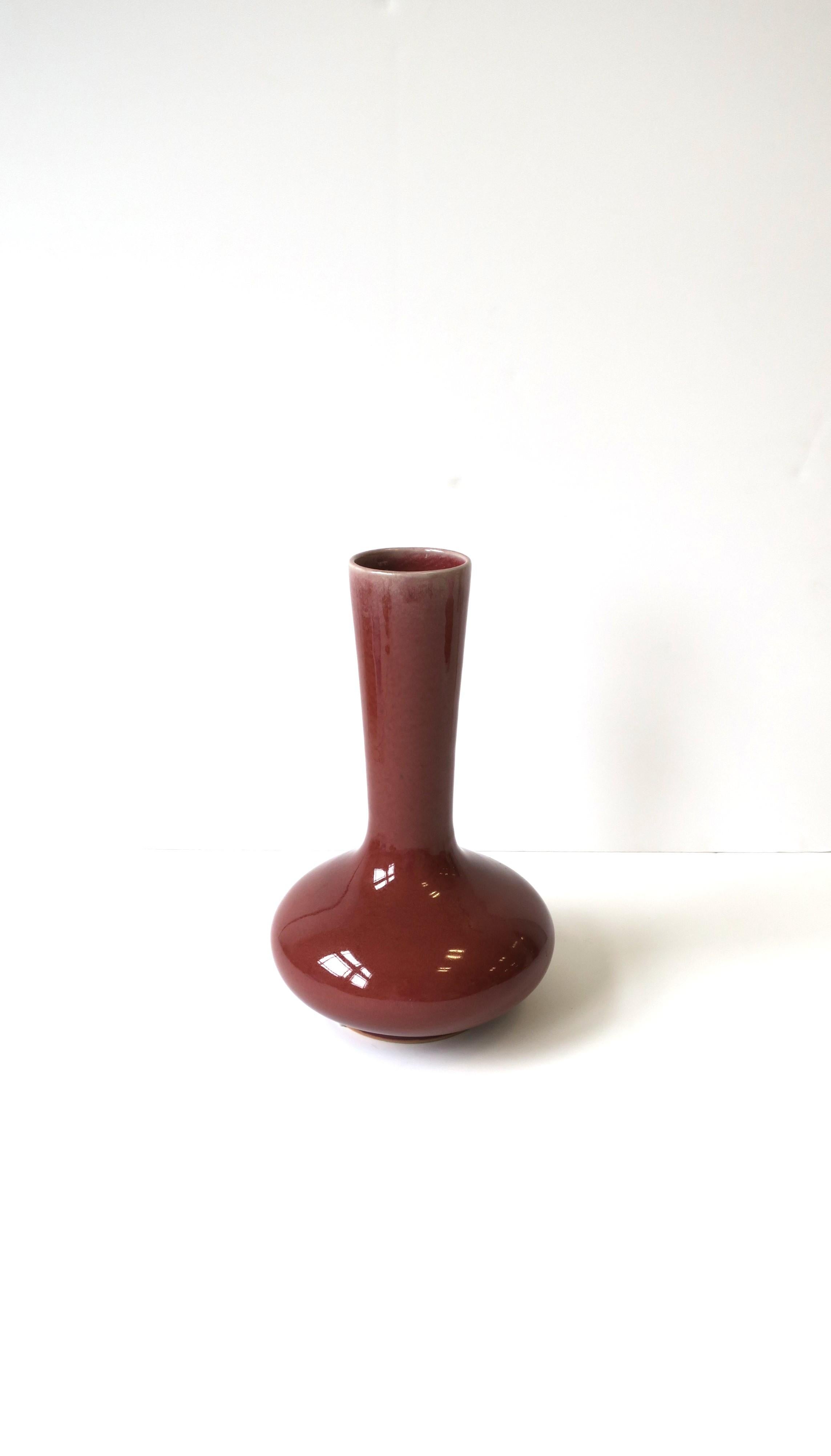 Glazed Red Burgundy Pottery Vase by Maitland-Smith