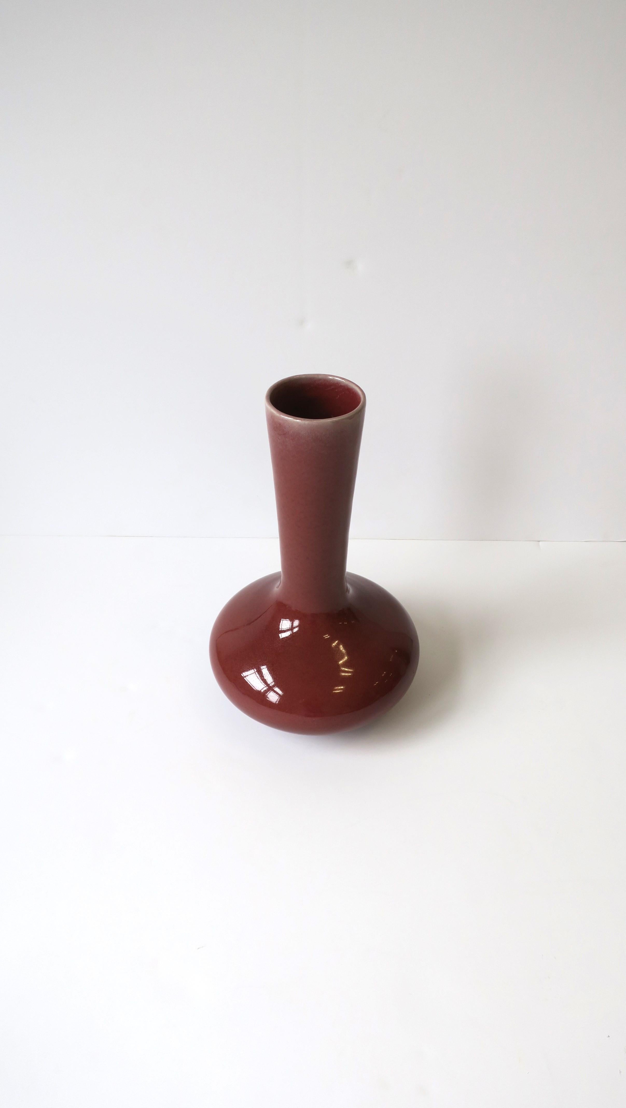 Red Burgundy Pottery Vase by Maitland-Smith In Good Condition In New York, NY
