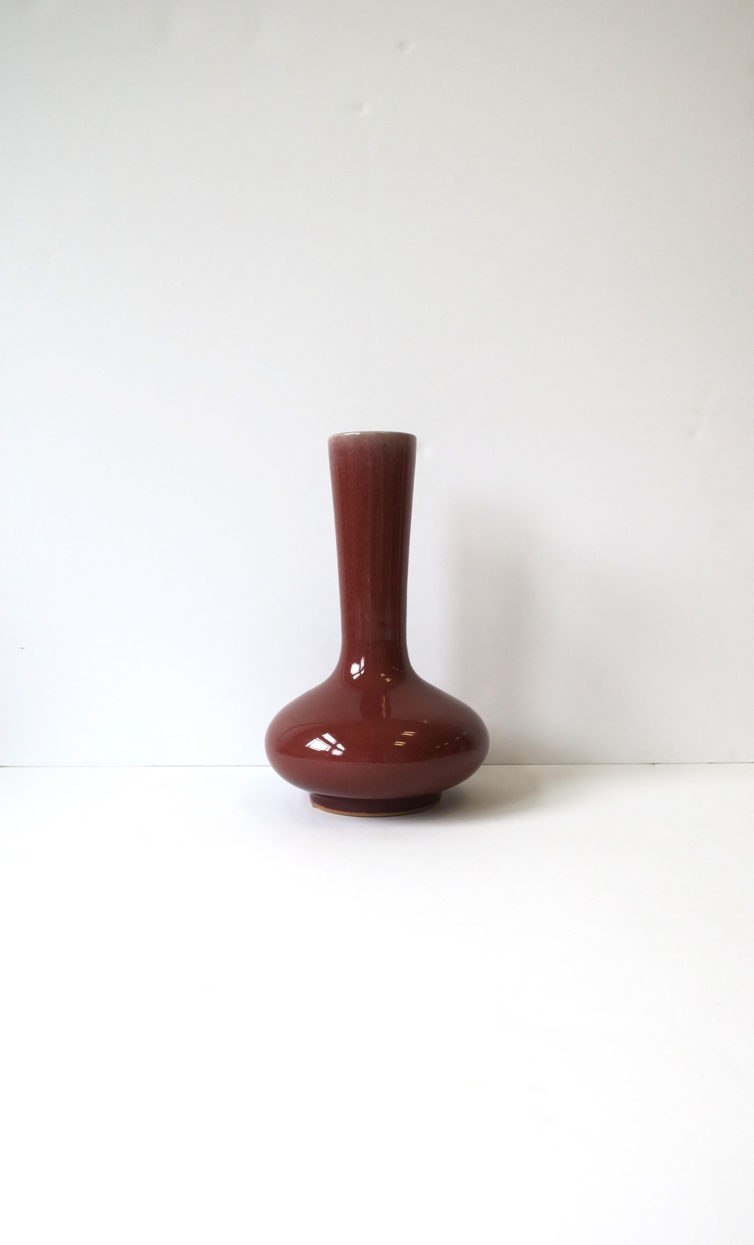 20th Century Red Burgundy Pottery Vase by Maitland-Smith