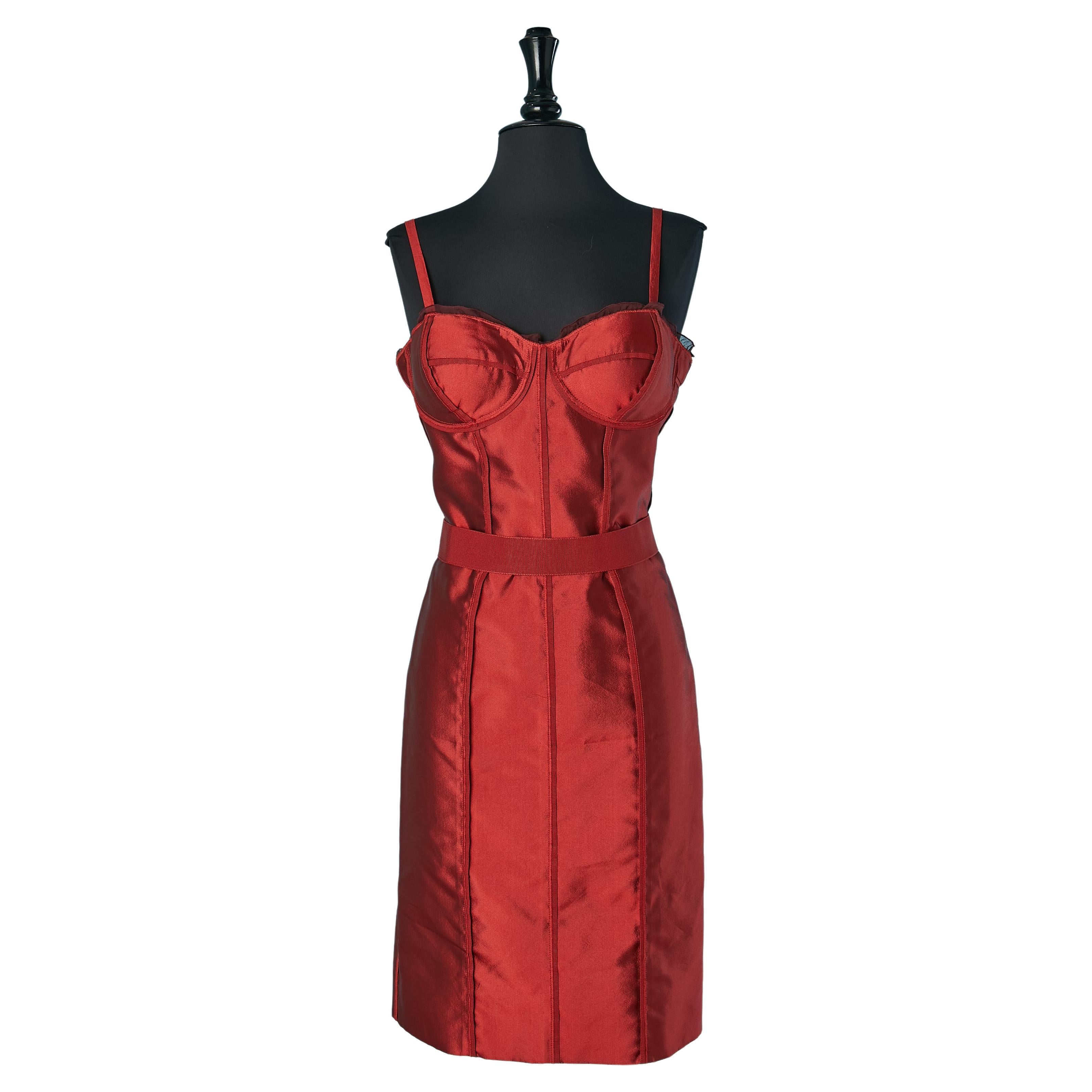 Red bustier cocktail dress Dolce & Gabbana For Sale